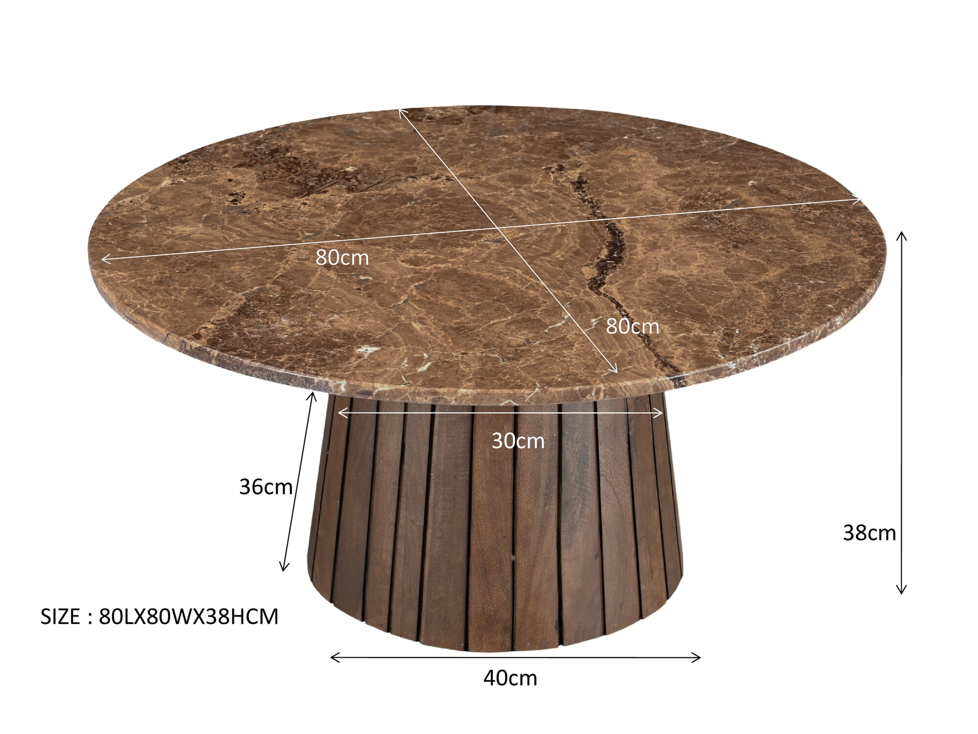 Sohome Ronde Salontafel 'Espen' Marmer, 80cm