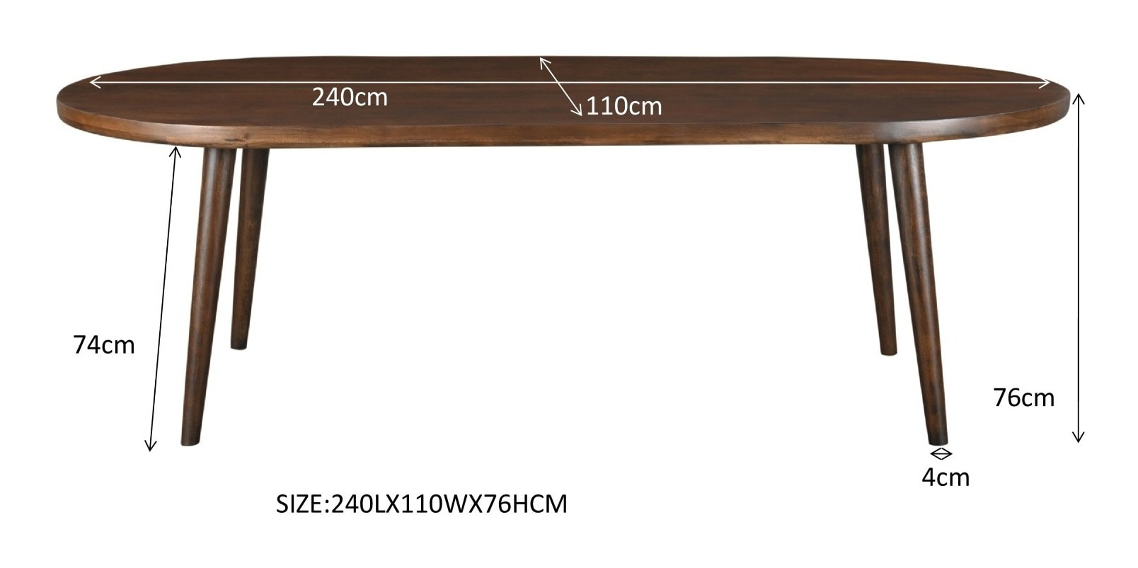 Livingfurn Eettafel 'Beaunan' Mangohout, 240 x 110cm