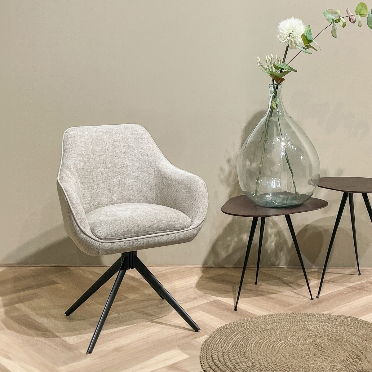 Sohome Draaibare Eetkamerstoel 'Toby' Stof met handgreep