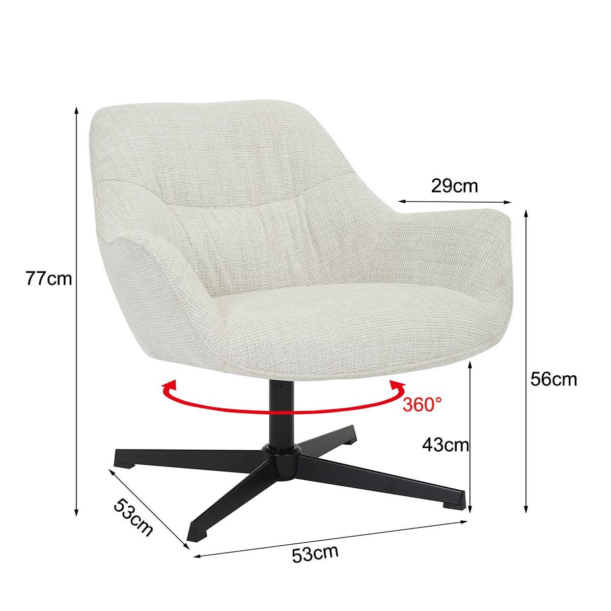 Sohome Draaifauteuil 'Dahlia' kleur Greige