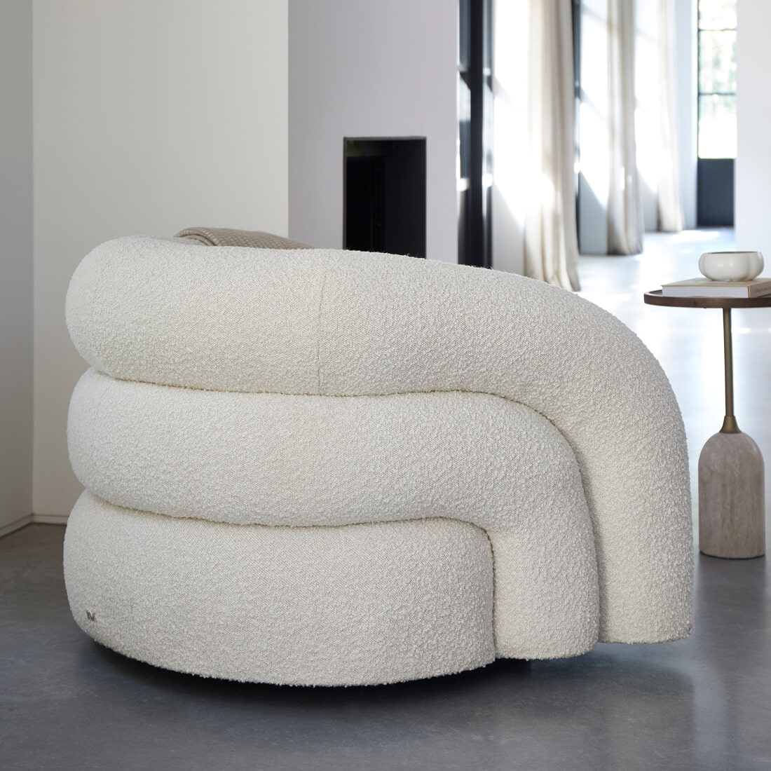 Rivièra Maison Draaifauteuil 'Vittorio' Bouclé, kleur Simply White