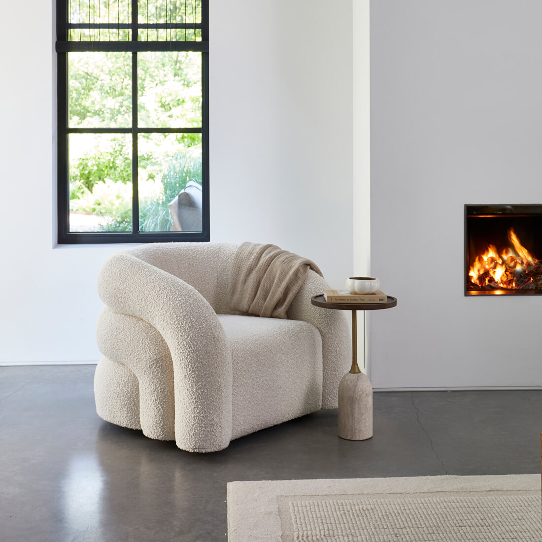 Rivièra Maison Draaifauteuil 'Vittorio' Bouclé, kleur Simply White