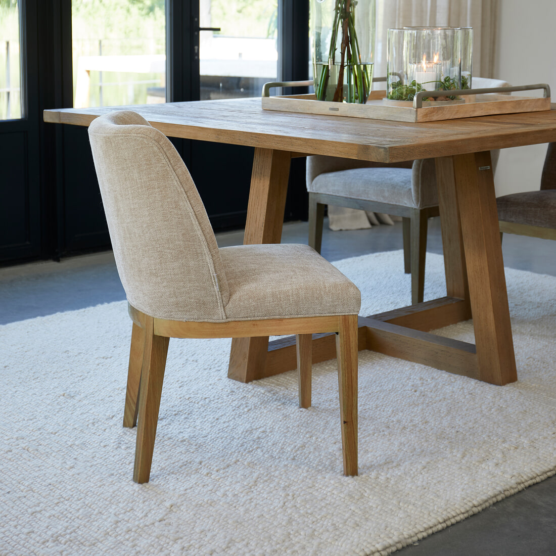 Rivièra Maison Eetkamerstoel Whistler Rubberhout en stof - Natural Linen