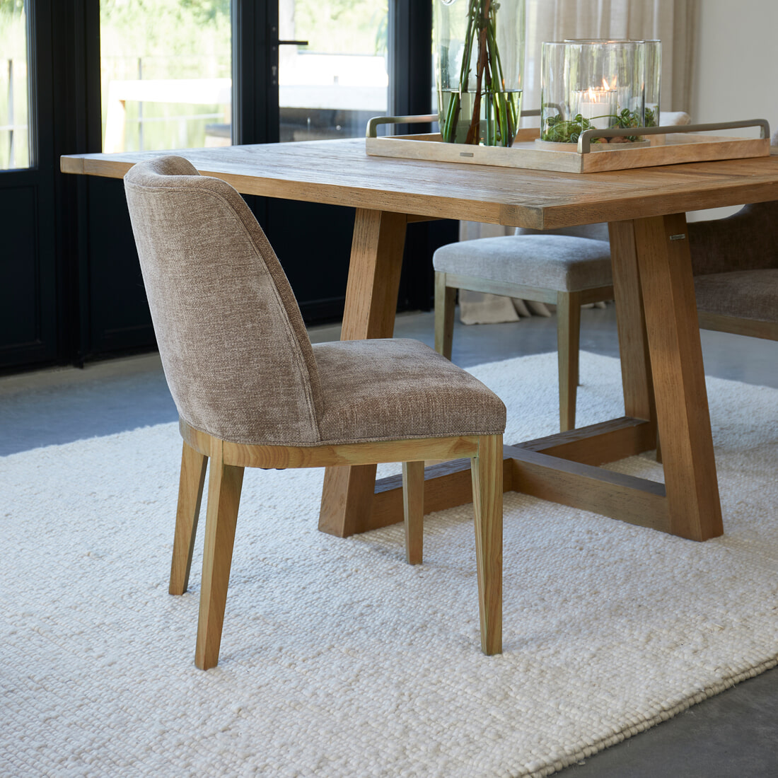 Rivièra Maison Eetkamerstoel Whistler Rubberhout en stof - Taupe