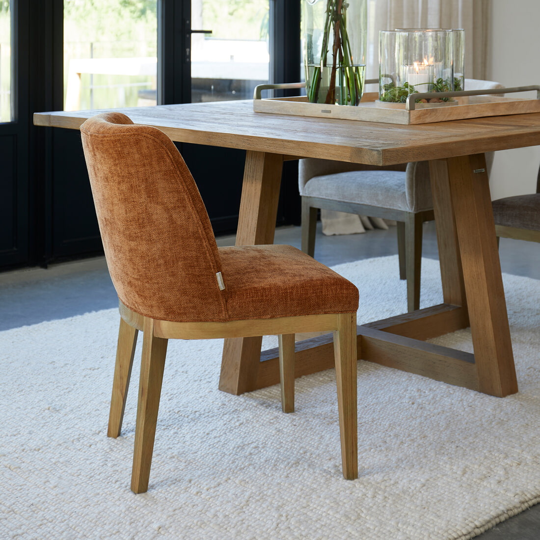 Rivièra Maison Eetkamerstoel 'Whistler' Rubberhout en stof, kleur Maroon Brown