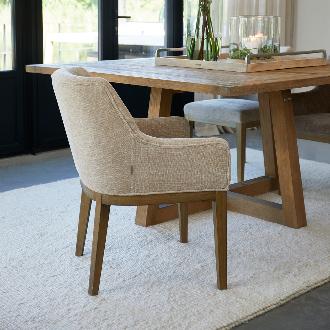 Rivièra Maison Eetkamerstoel Whistler Rubberhout en stof - Natural Linen