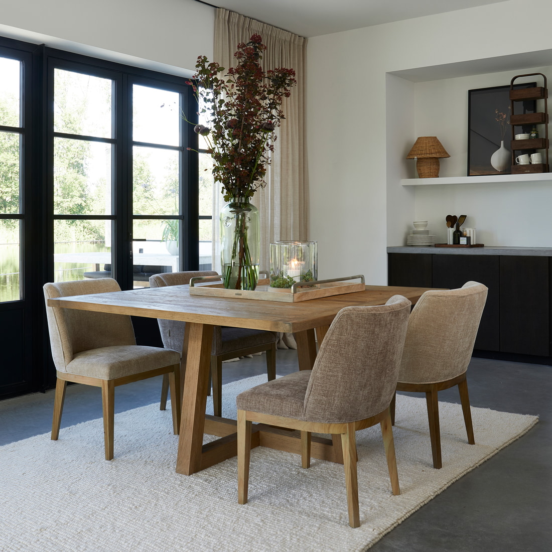 Rivièra Maison Eetkamerstoel 'Whistler' Rubberhout en stof, kleur Natural Linen