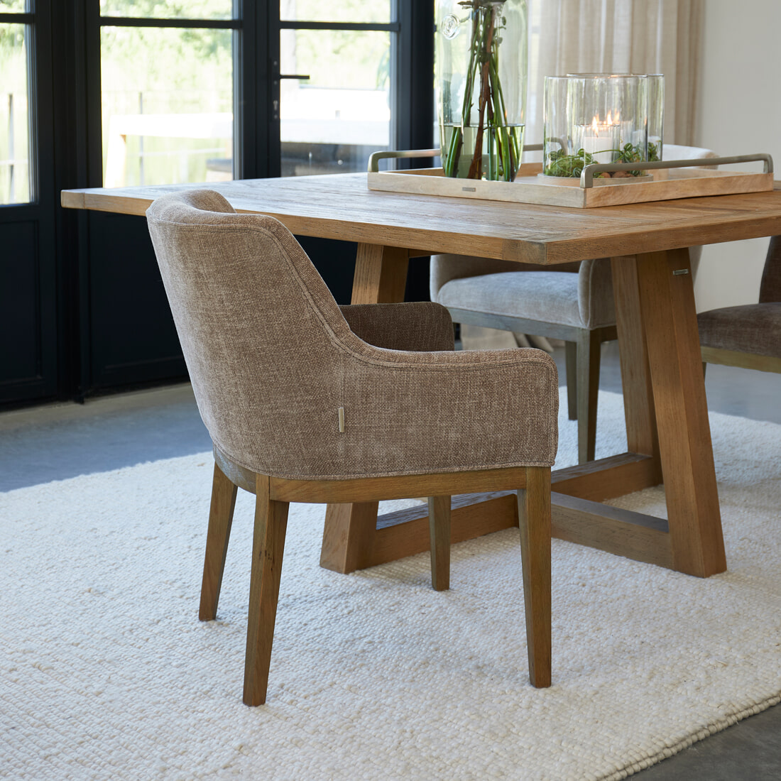 Rivièra Maison Eetkamerstoel Whistler Rubberhout en stof - Taupe