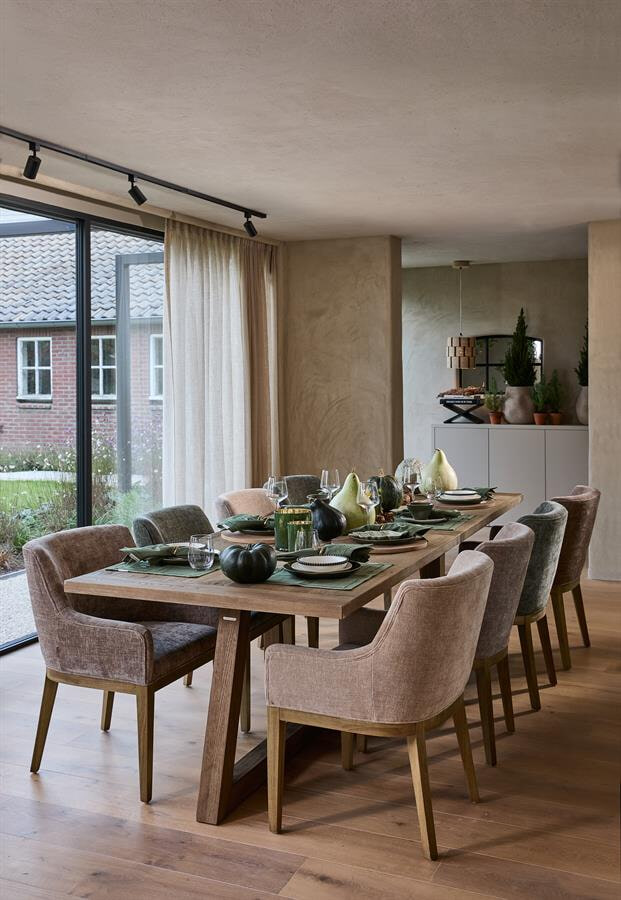 Rivièra Maison Eetkamerstoel 'Whistler' Met armleuning, Geweven stof, kleur Italian Olive