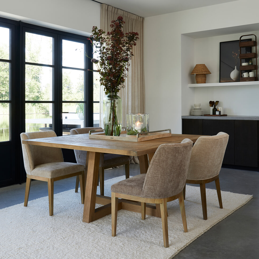 Rivièra Maison Eetkamerstoel 'Whistler' Rubberhout en stof, kleur Taupe
