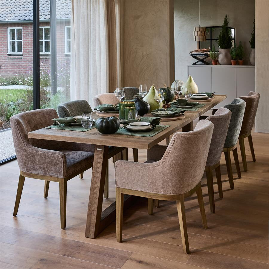Rivièra Maison Eetkamerstoel 'Whistler' Met armleuning, Geweven stof, kleur Italian Olive