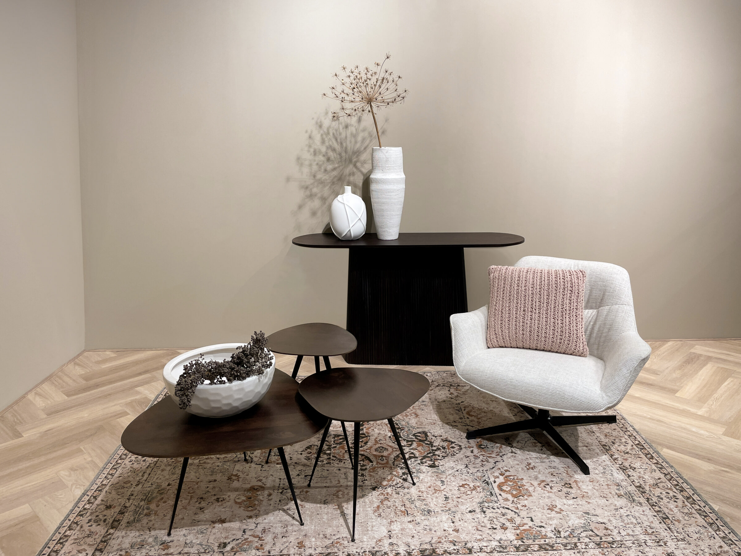 Brix Salontafel 'Loua' Mangohout, Set van 3 stuks, kleur bruin