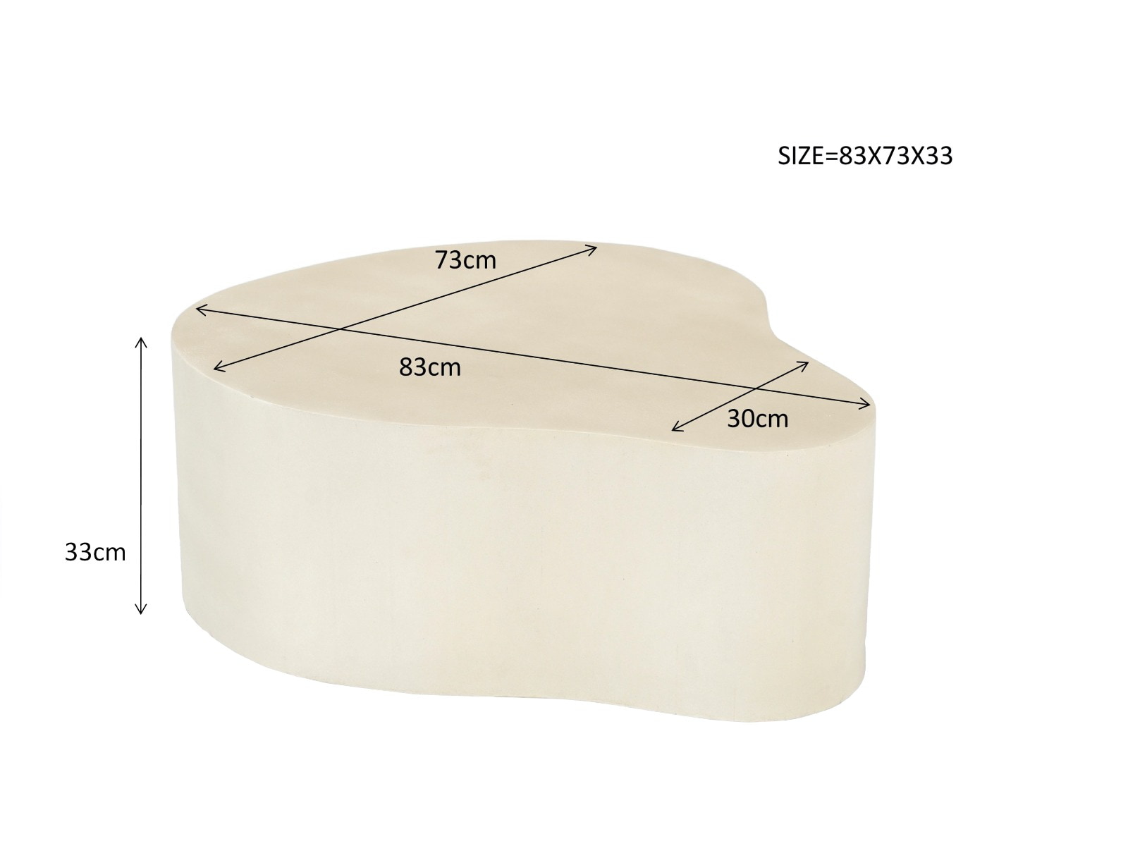Sohome Organische Salontafel 'Scottie' Beton, 85 x 70cm