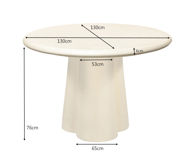Sohome Ronde Eettafel 'Scottie' Beton, 130cm, kleur Crème