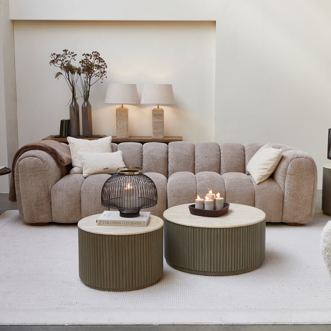 Rivièra Maison 3,5-zits Bank Vicenza Chenille - Taupe