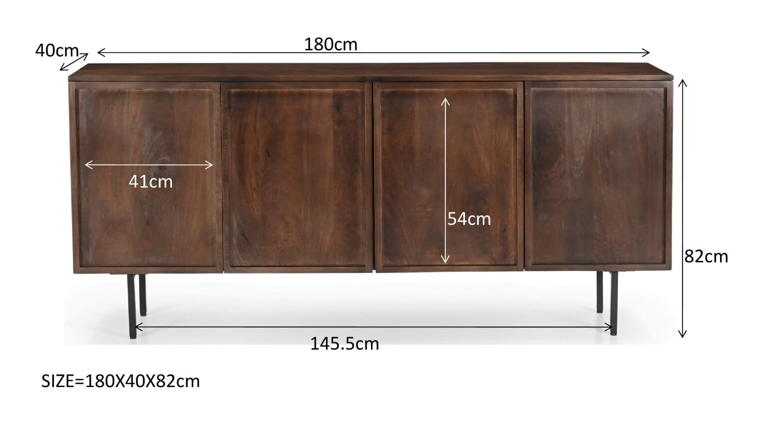 Livingfurn Dressoir 'Elan Brown' Mangohout, 180cm