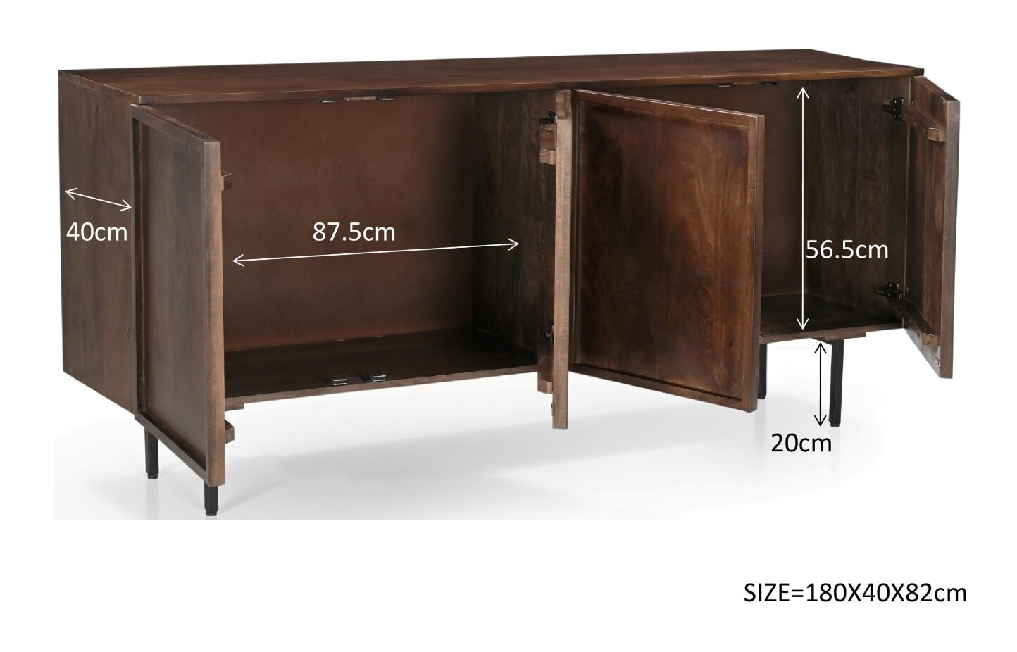 Livingfurn Dressoir 'Elan Brown' Mangohout, 180cm