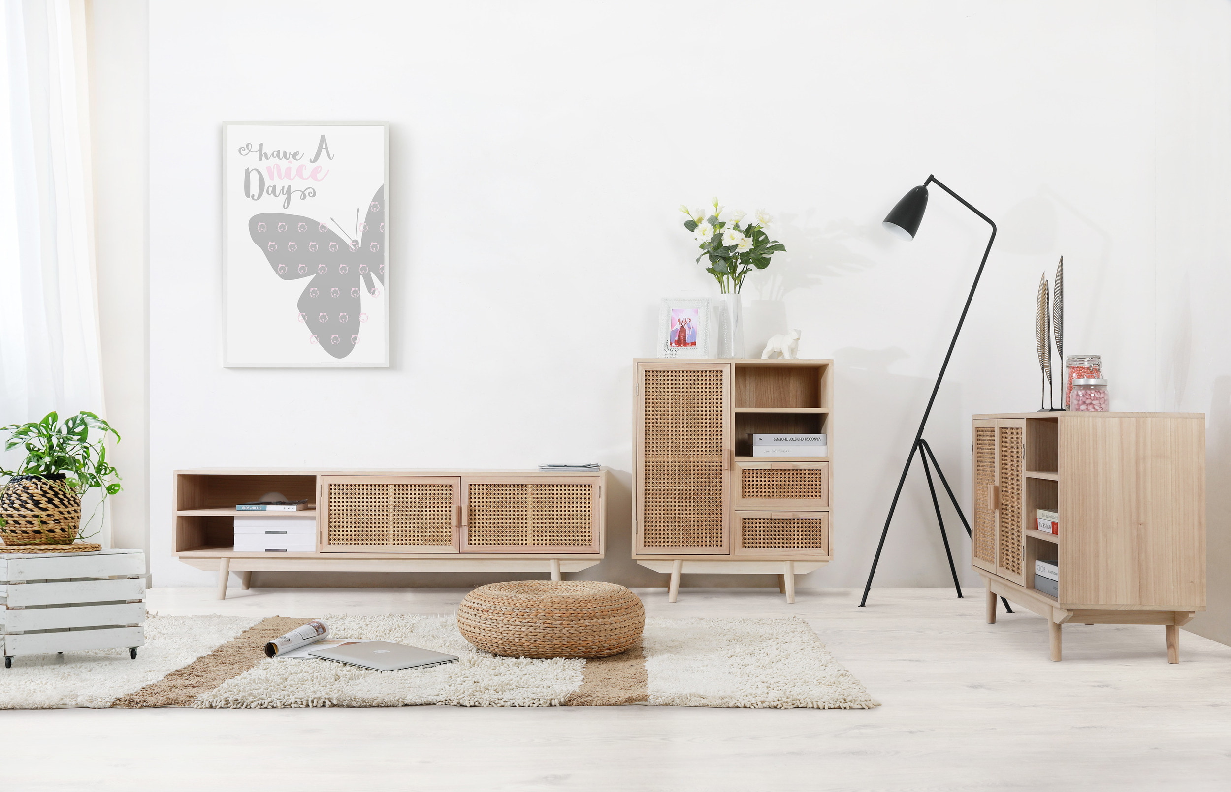 Artistiq Opbergkast 'Hanny' 85 x 70cm rotan / webbing