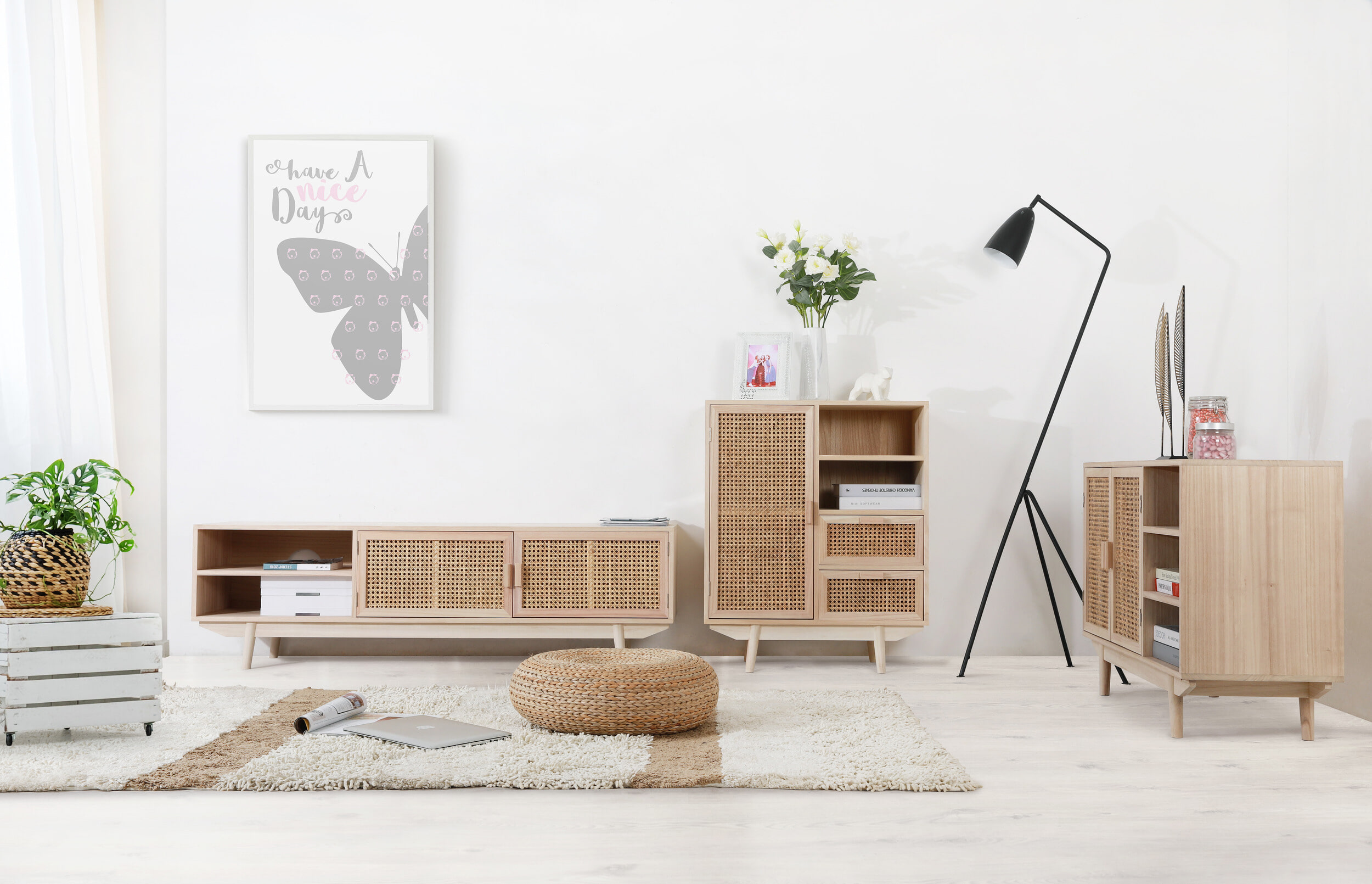 Artistiq Dressoir 'Hanny' 100cm rotan / webbing