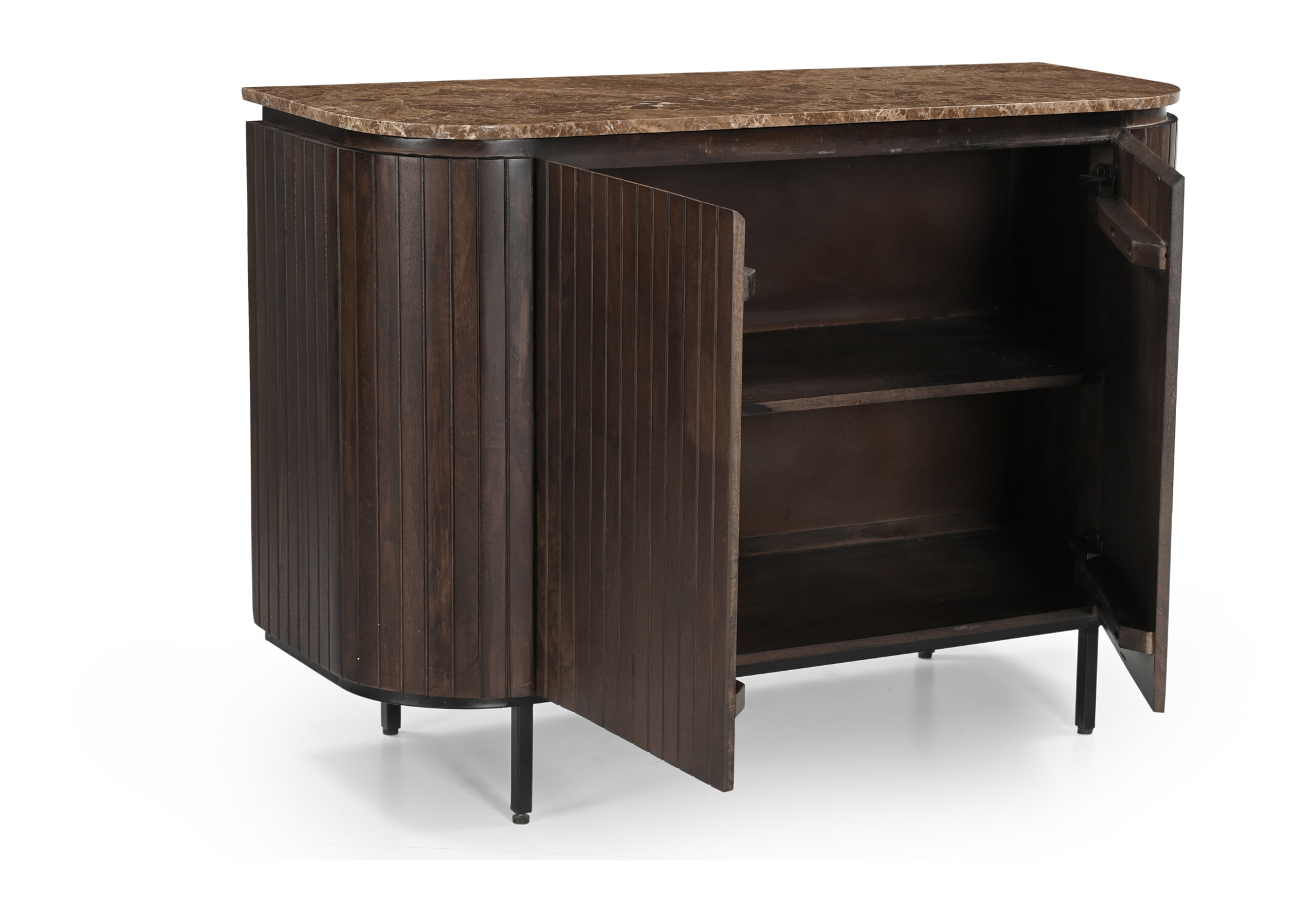 Livingfurn Dressoir 'Noor' Marmer Emperador en mangohout, 115cm