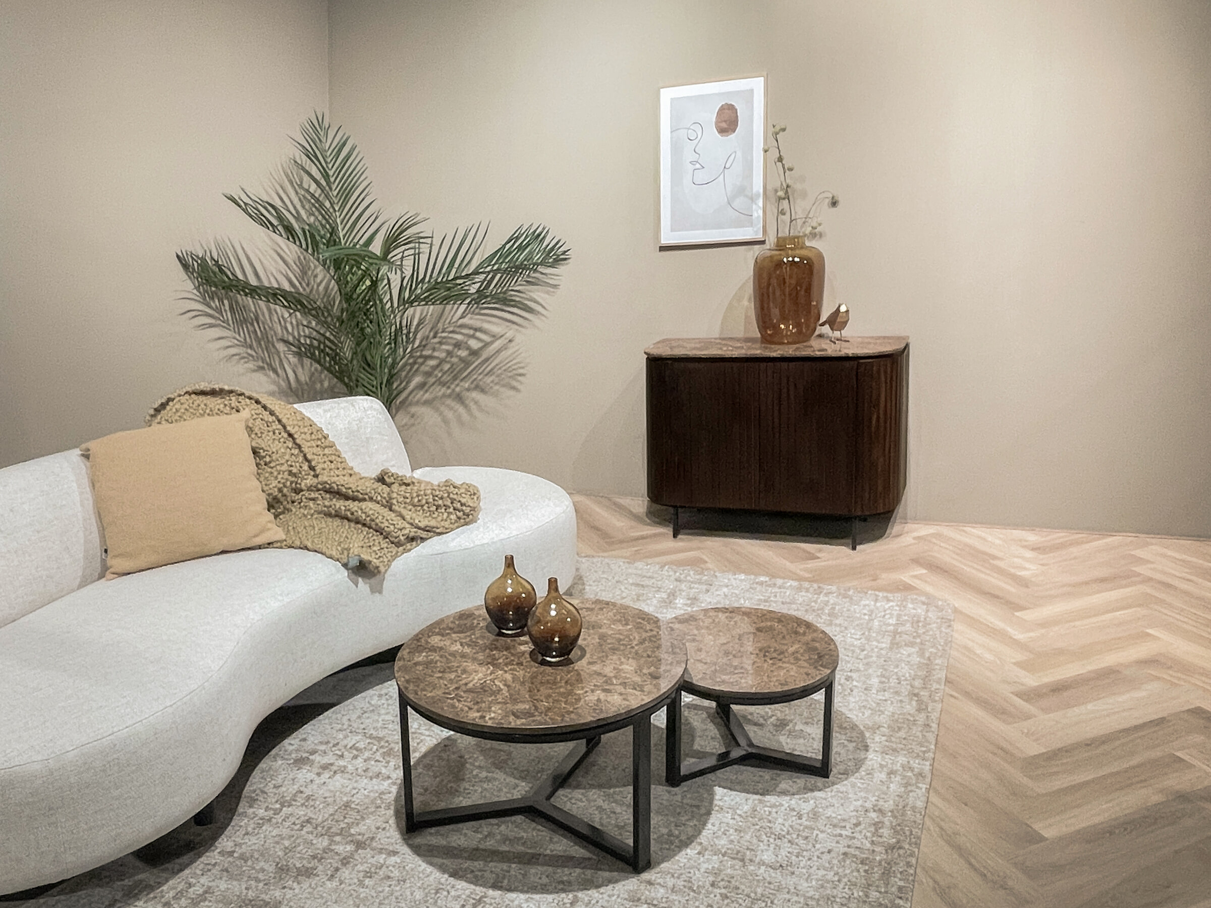 Livingfurn Dressoir 'Noor' Marmer Emperador en mangohout, 115cm