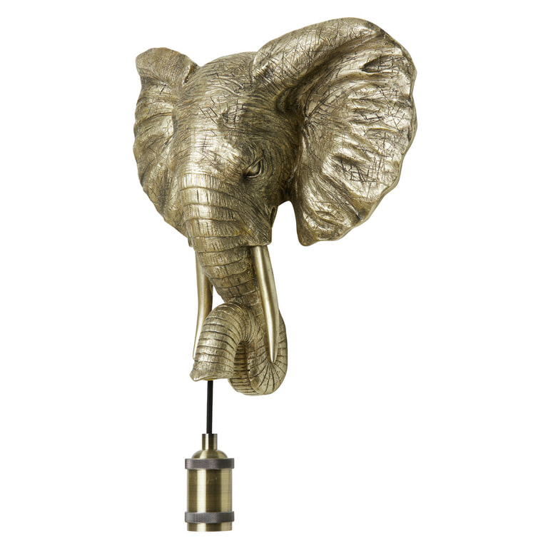Light & Living Wandlamp 'Elephant' 36cm, kleur Goud