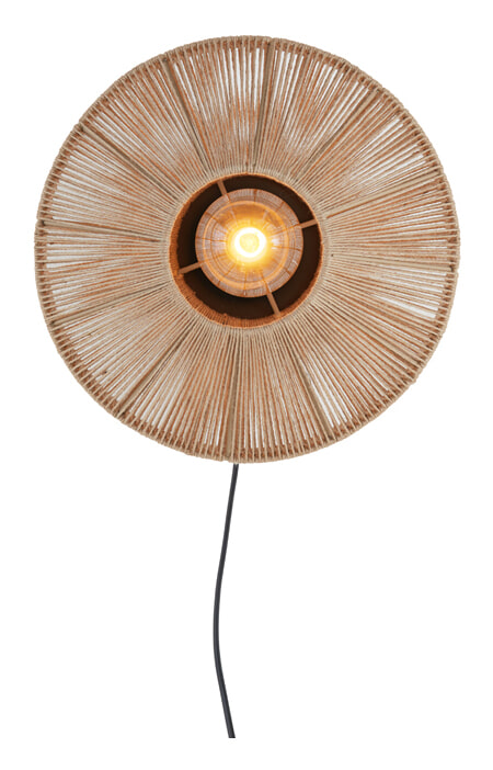 Light & Living Wandlamp 'Lyra' Ø31cm, kleur Naturel/Mat Zwart