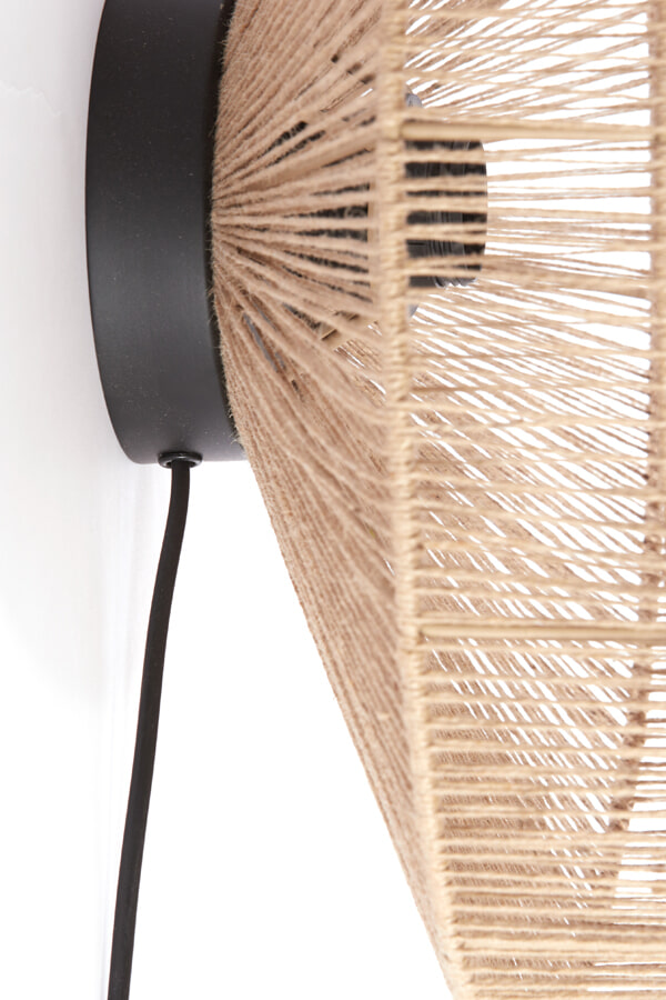 Light & Living Wandlamp 'Lyra' Ø43cm, kleur Naturel/Mat Zwart