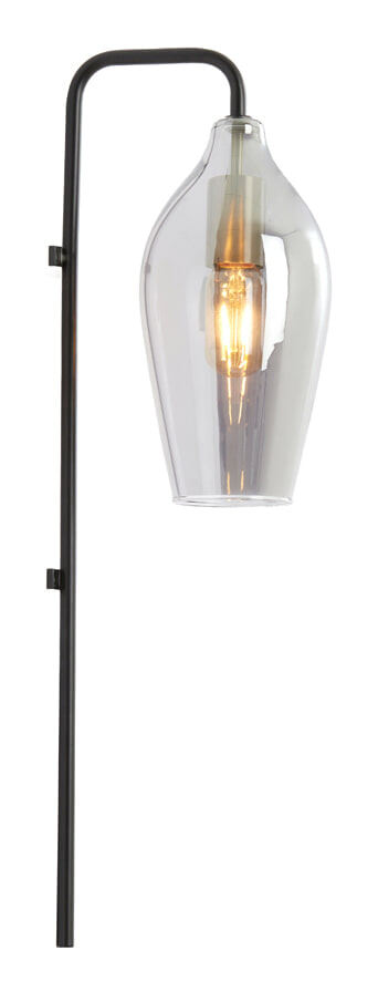 Light & Living Wandlamp 'Lukaro' Glas, kleur Smoke/Mat Zwart