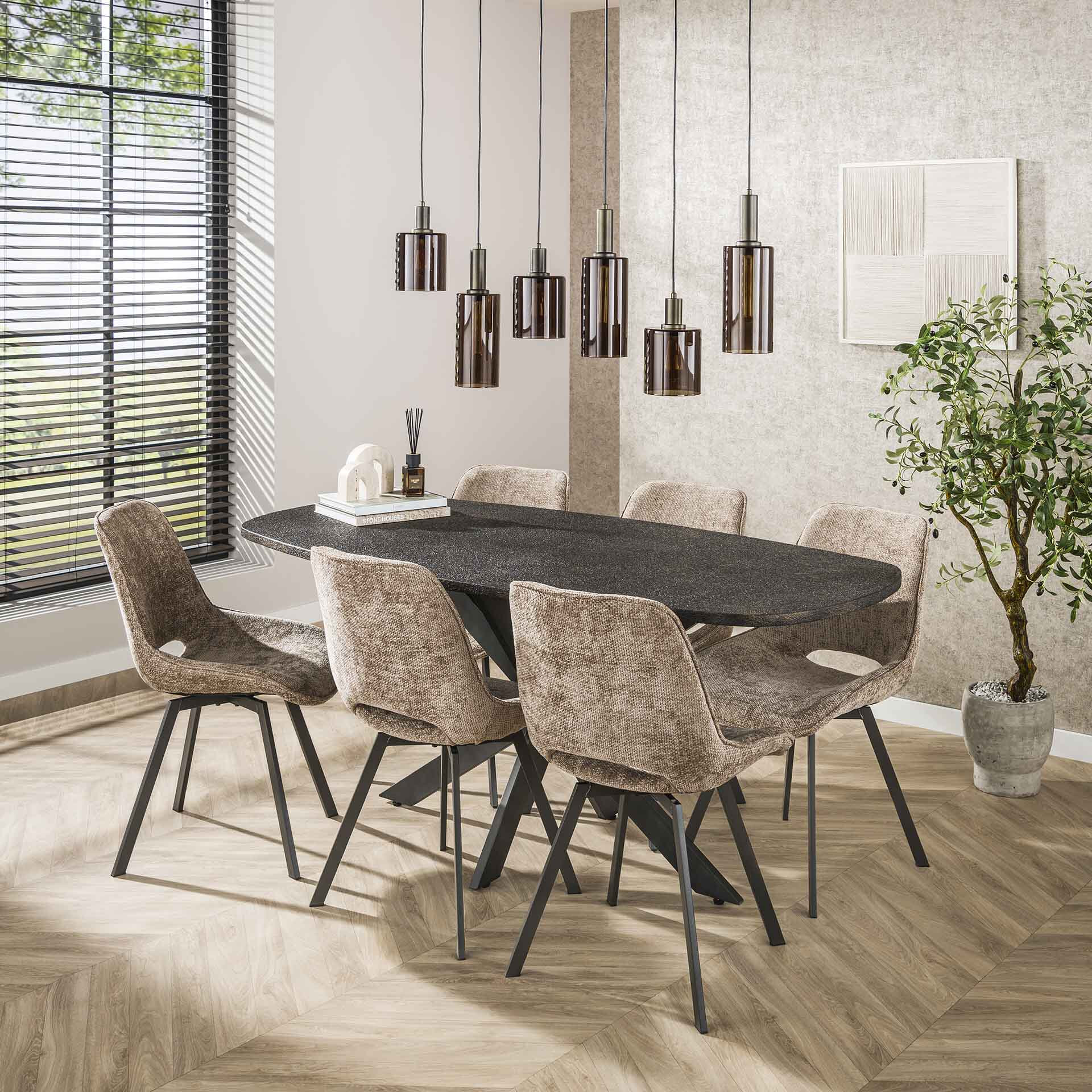 LifestyleFurn Deens Ovale Eettafel 'Doria' Metallic