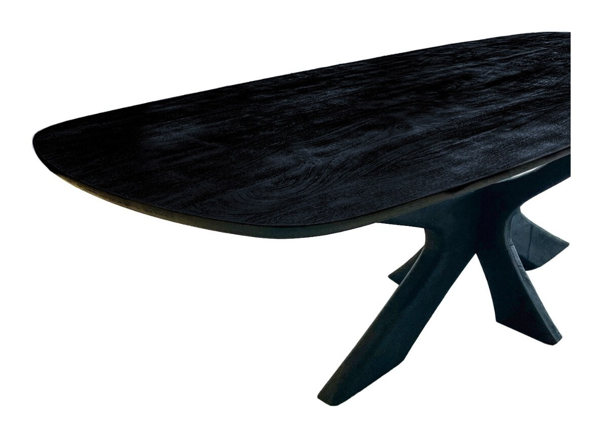 Sohome Deens Ovale Eettafel 'Mabel' Mangohout, 220 x 100cm, kleur Zwart