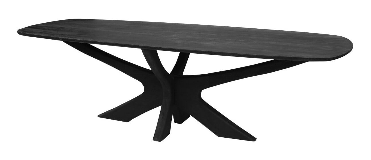 Sohome Deens Ovale Eettafel 'Mabel' Mangohout, 250 x 105cm, kleur Zwart