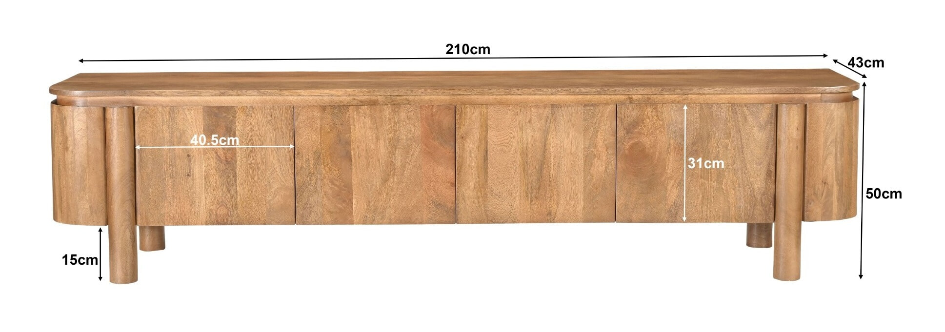 Livingfurn TV-meubel 'Salano' Mangohout, 210 cm