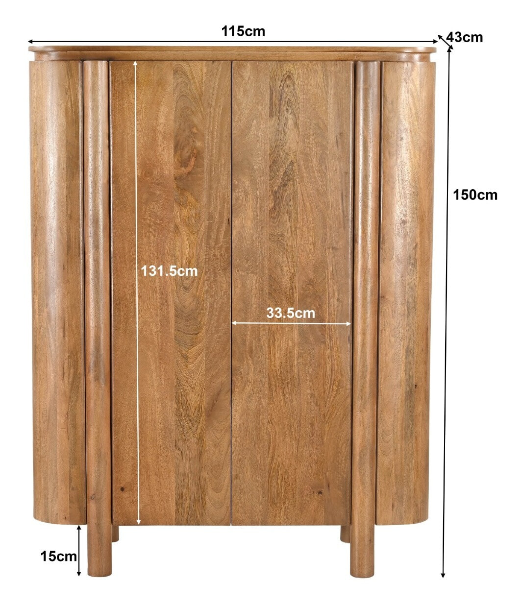 Livingfurn Opbergkast 'Salano' Mangohout, 150 x 115cm, kleur Naturel