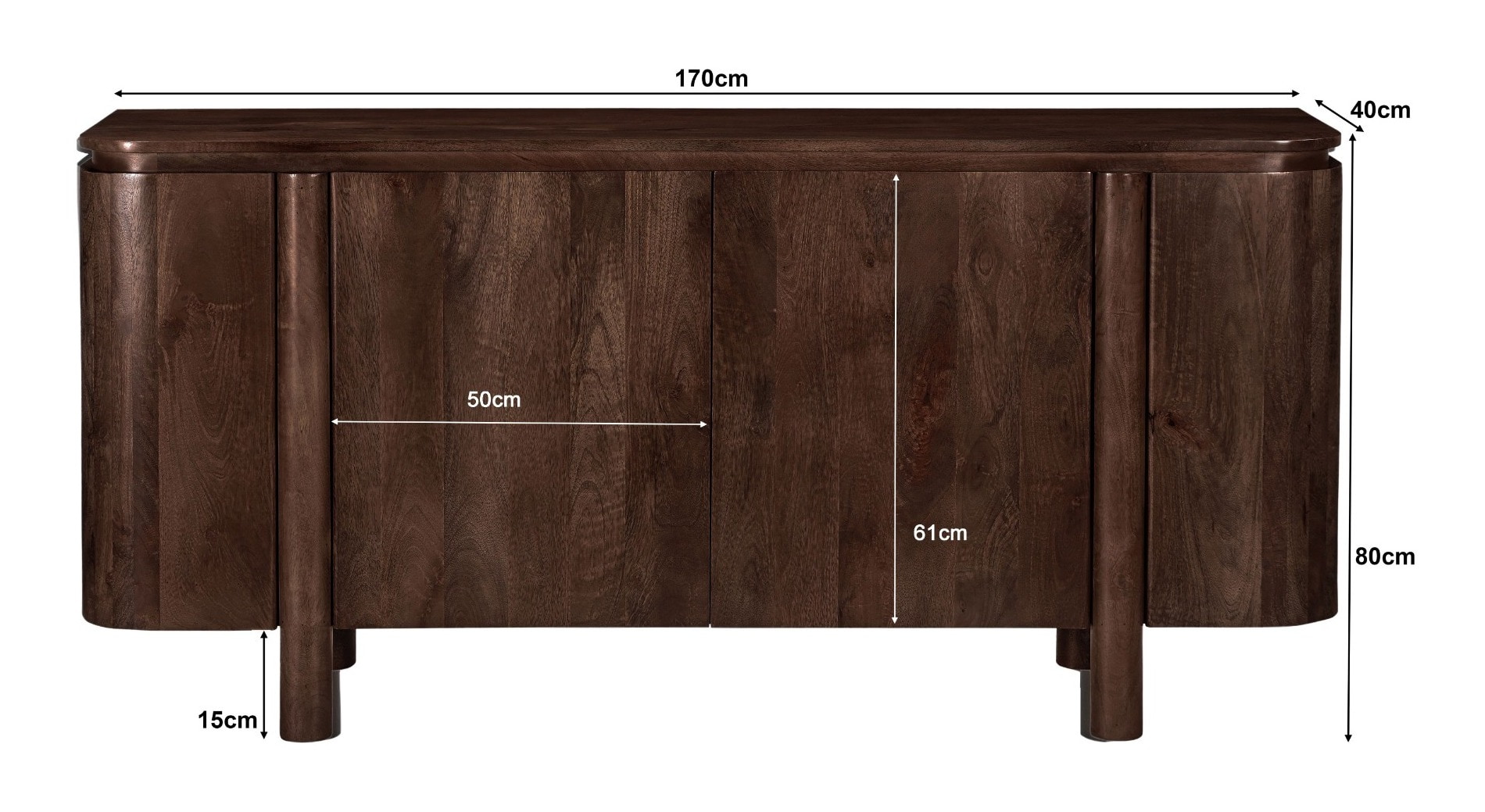 Livingfurn Dressoir 'Salano' Mangohout, 170 cm, kleur Bruin