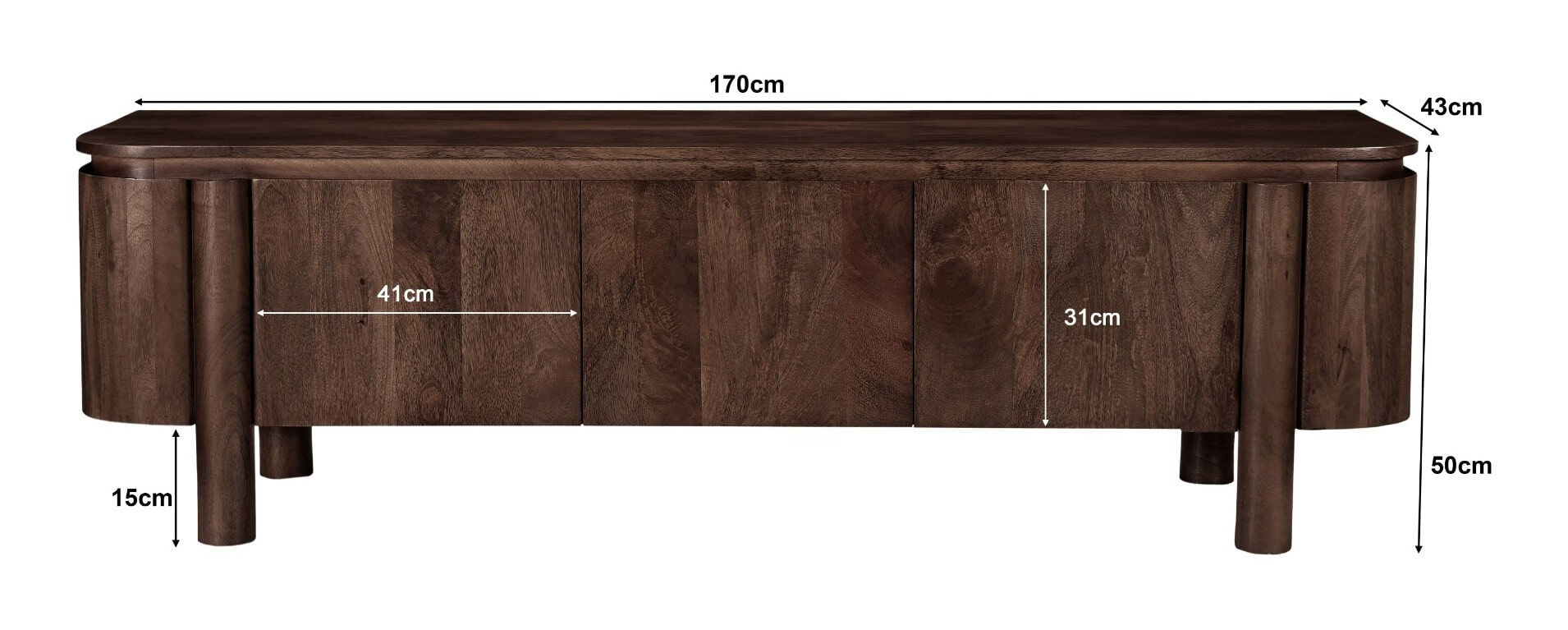 Livingfurn TV-meubel 'Salano' Mangohout, 170cm, kleur Bruin