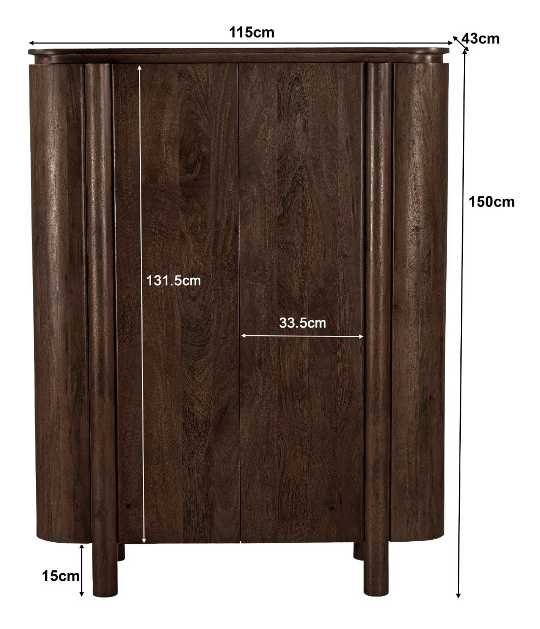 Livingfurn Opbergkast 'Salano' Mangohout, 150 x 115cm, kleur Bruin