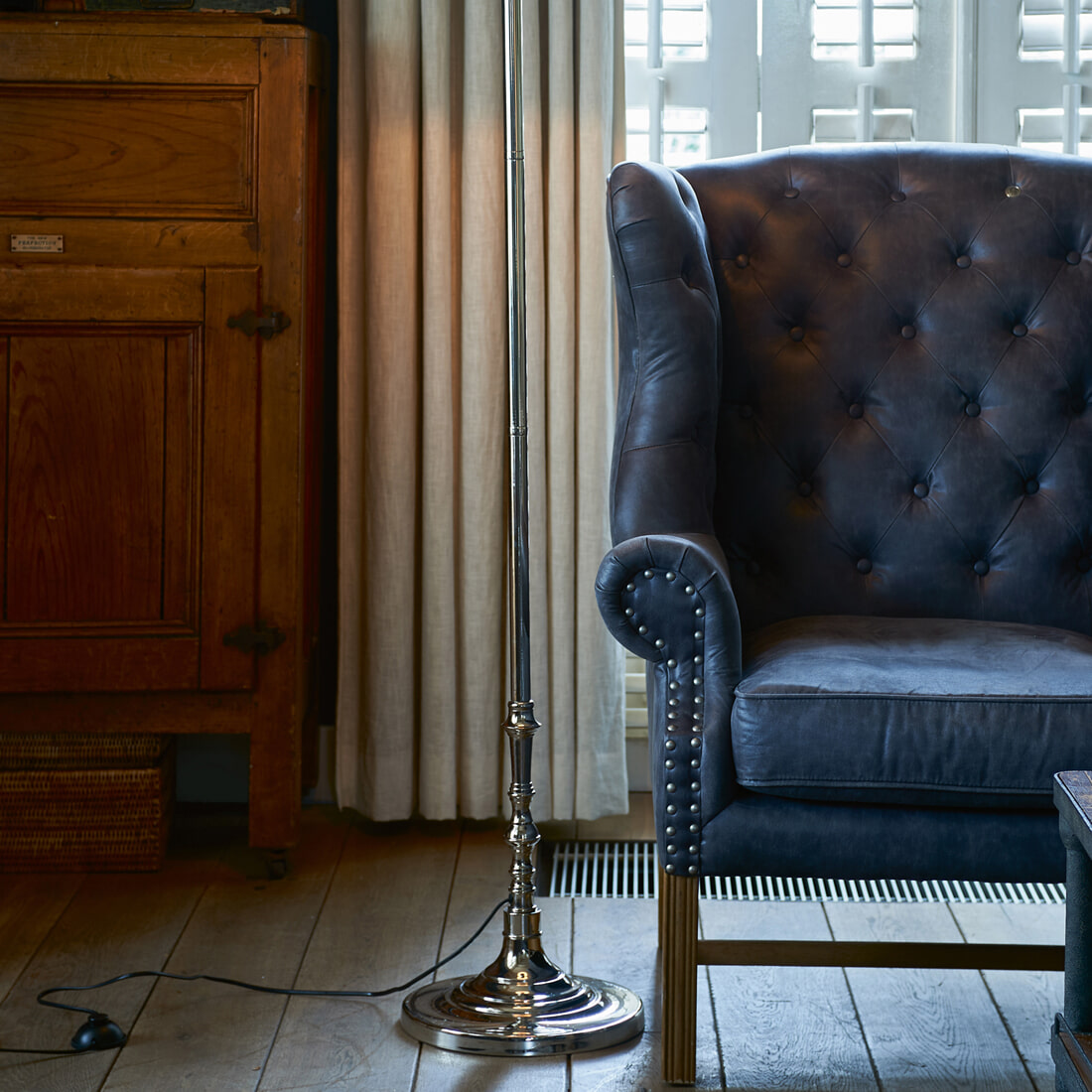 Rivièra Maison Vloerlamp 'L'Hotel' 155cm, kleur Zilver (excl. kap)