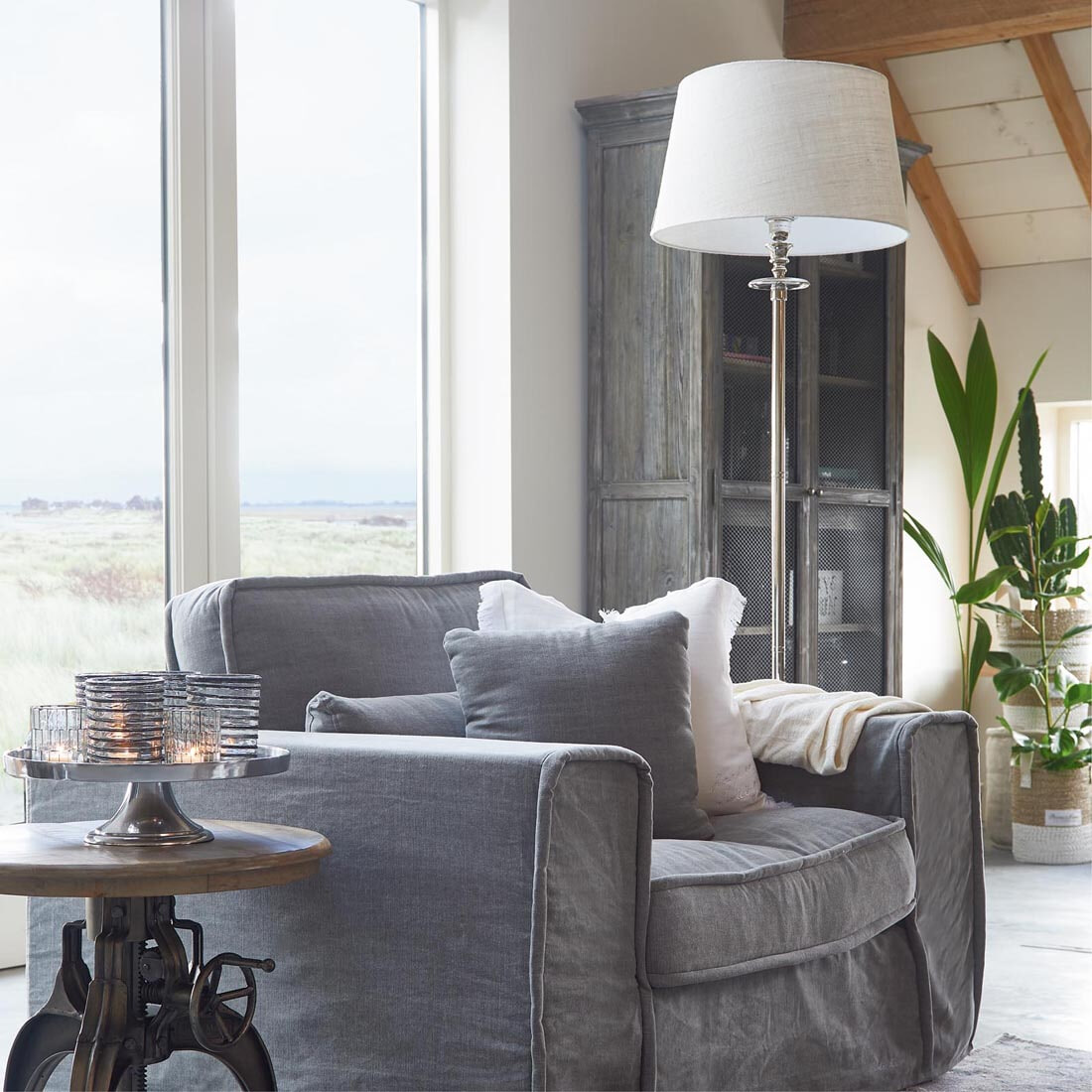 Rivièra Maison Vloerlamp 'L'Hotel' 155cm, kleur Zilver (excl. kap)