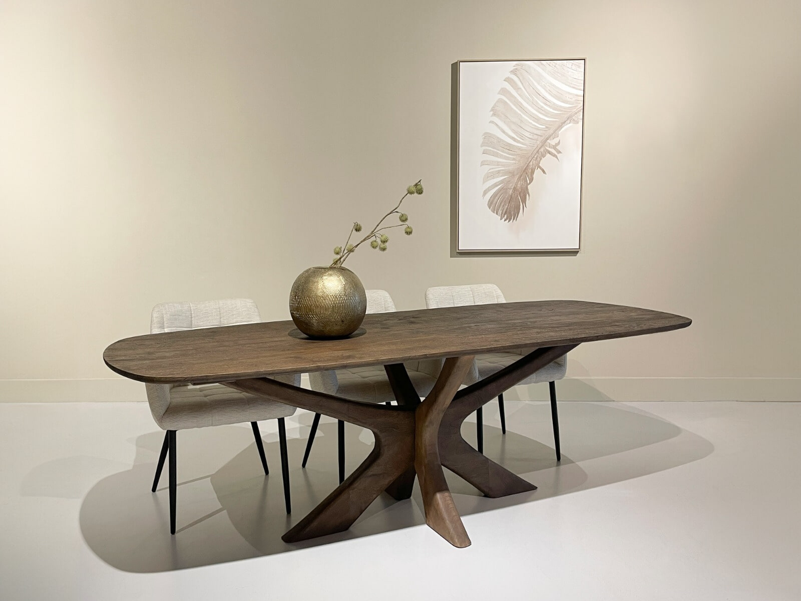 Sohome Deens Ovale Eettafel 'Mabel' Mangohout, 220 x 100cm, kleur Bruin