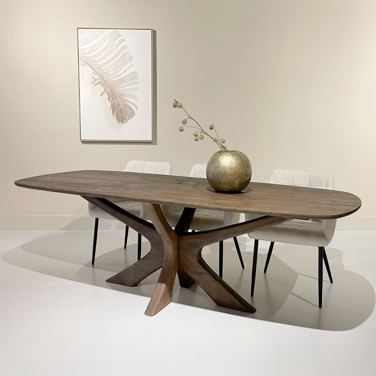 Sohome Deens Ovale Eettafel 'Mabel' Mangohout, 220 x 100cm, kleur Bruin