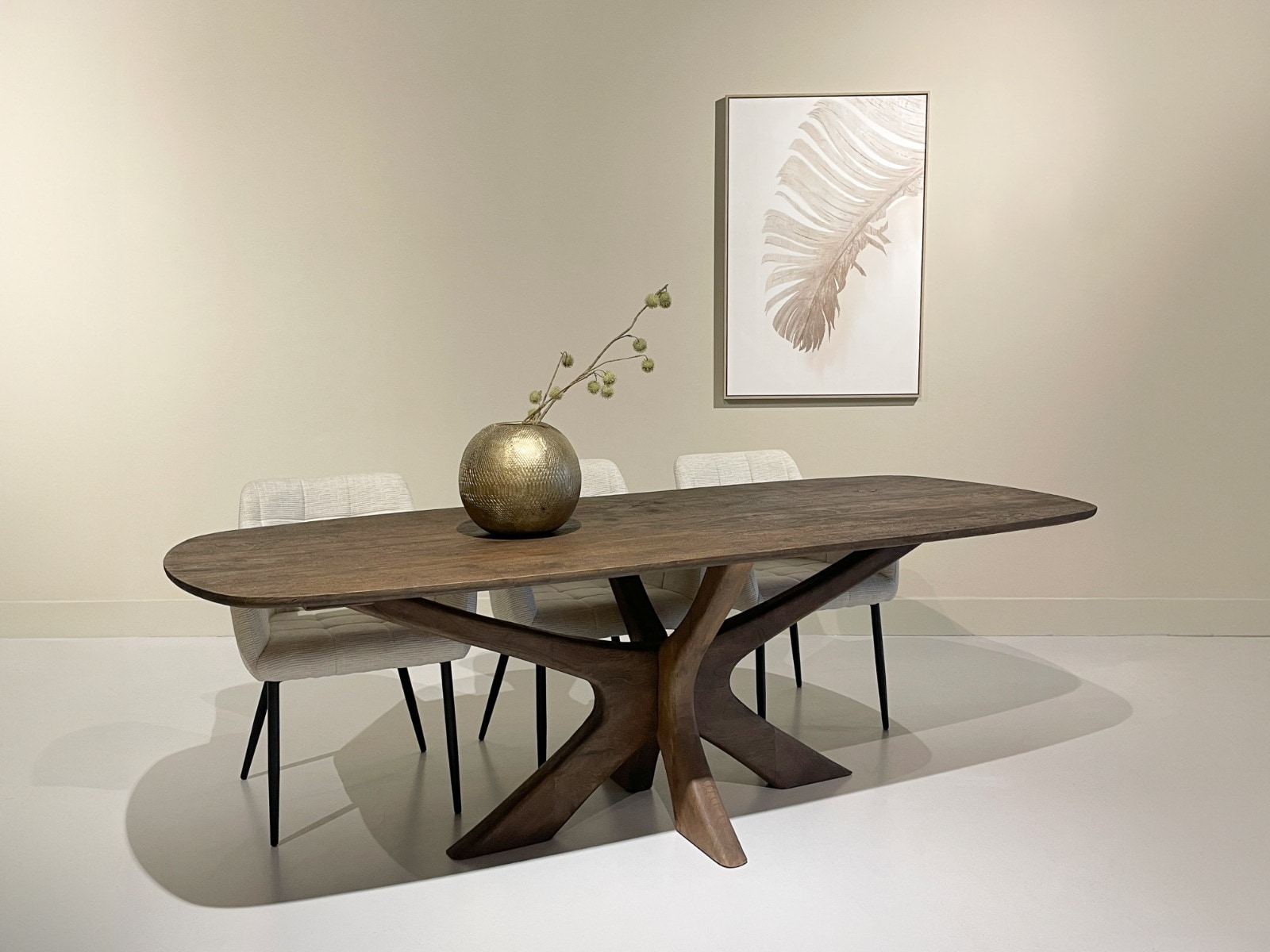 Sohome Deens Ovale Eettafel 'Mabel' Mangohout, 250 x 105cm, kleur Bruin