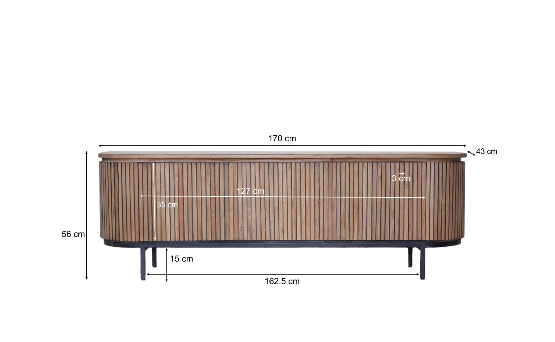 Livingfurn TV-meubel 'Lausanne' Teakhout, 170cm