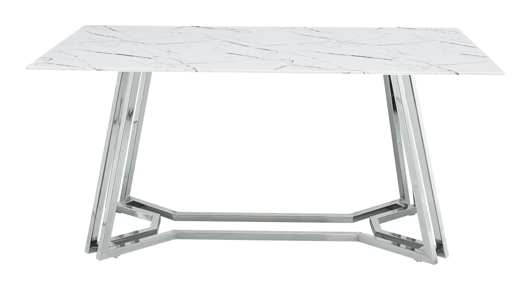 Artistiq Eettafel 'Facundo' Marmerlook, 160 x 90cm, kleur Zilver/Wit