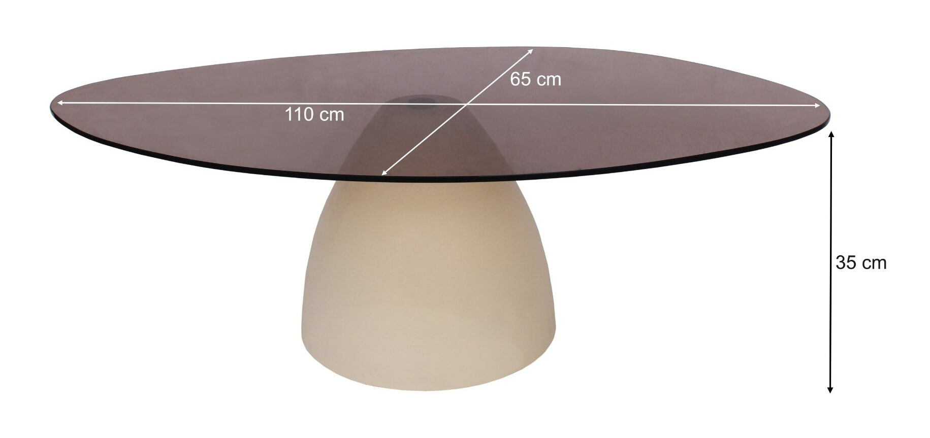 Sohome Organische Salontafel 'Jacky' Glas en betonlook, 110 x 65cm