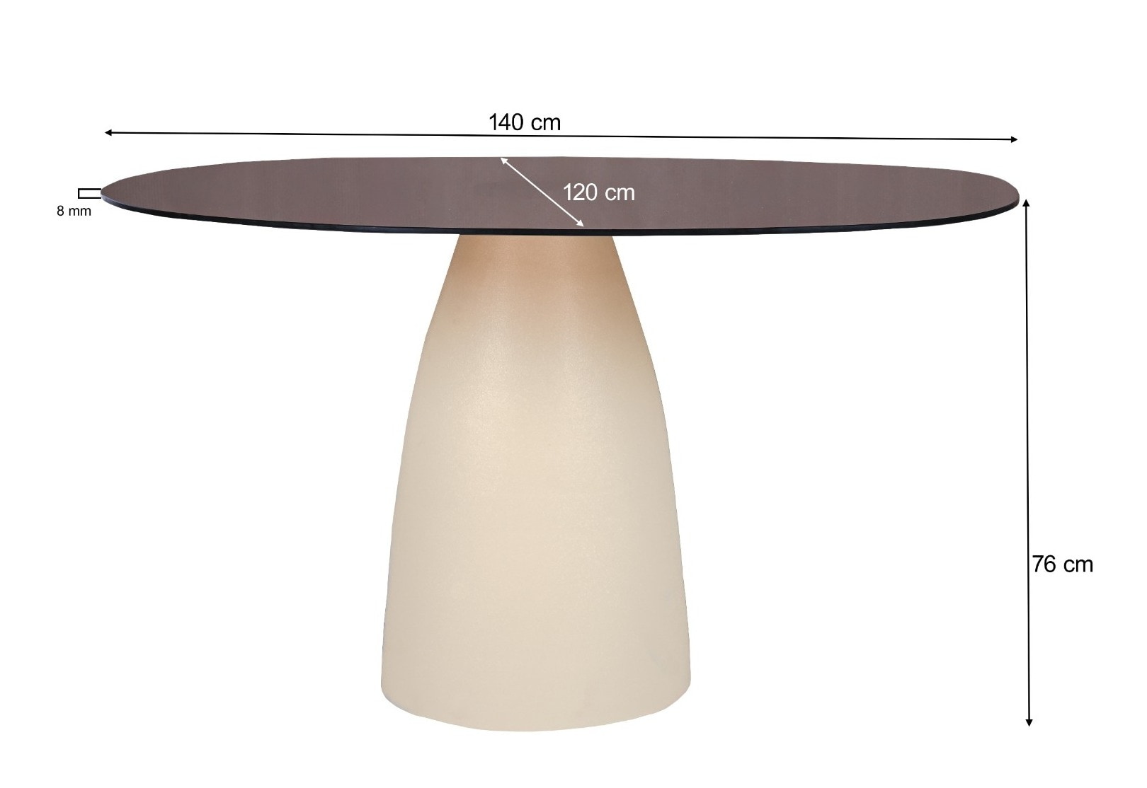 Sohome Organische Eettafel 'Jacky' Glas en betonlook, 140 x 120 cm