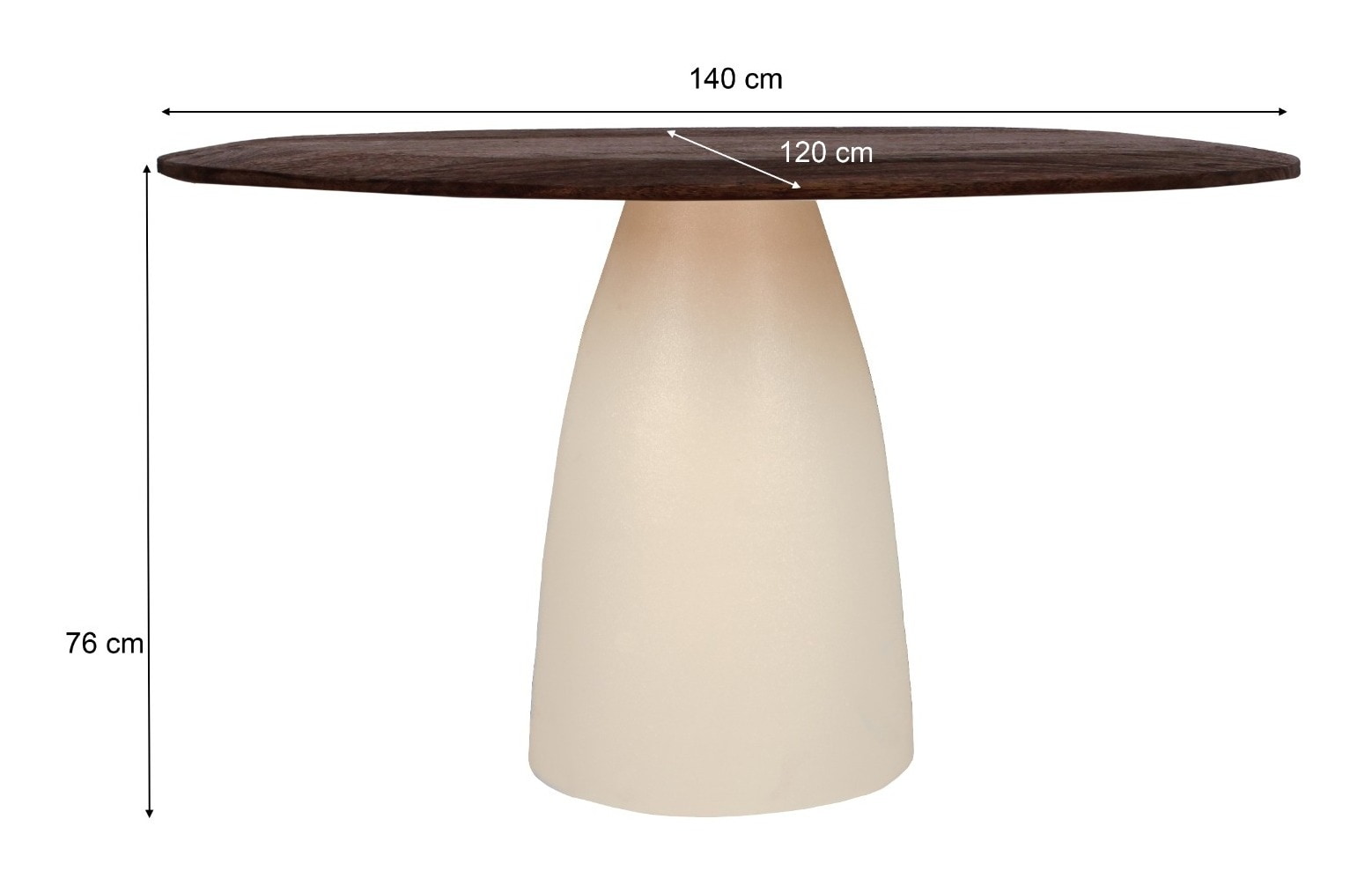 Sohome Organische Eettafel 'Madin' Mangohout, 140 cm, kleur Ivoor