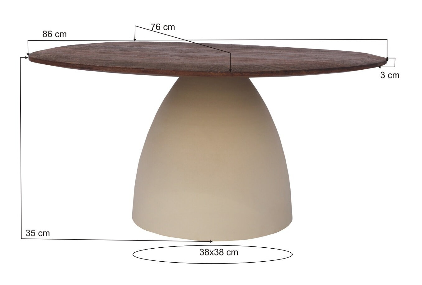 Sohome Organische Salontafel 'Madin' Mangohout, 86cm
