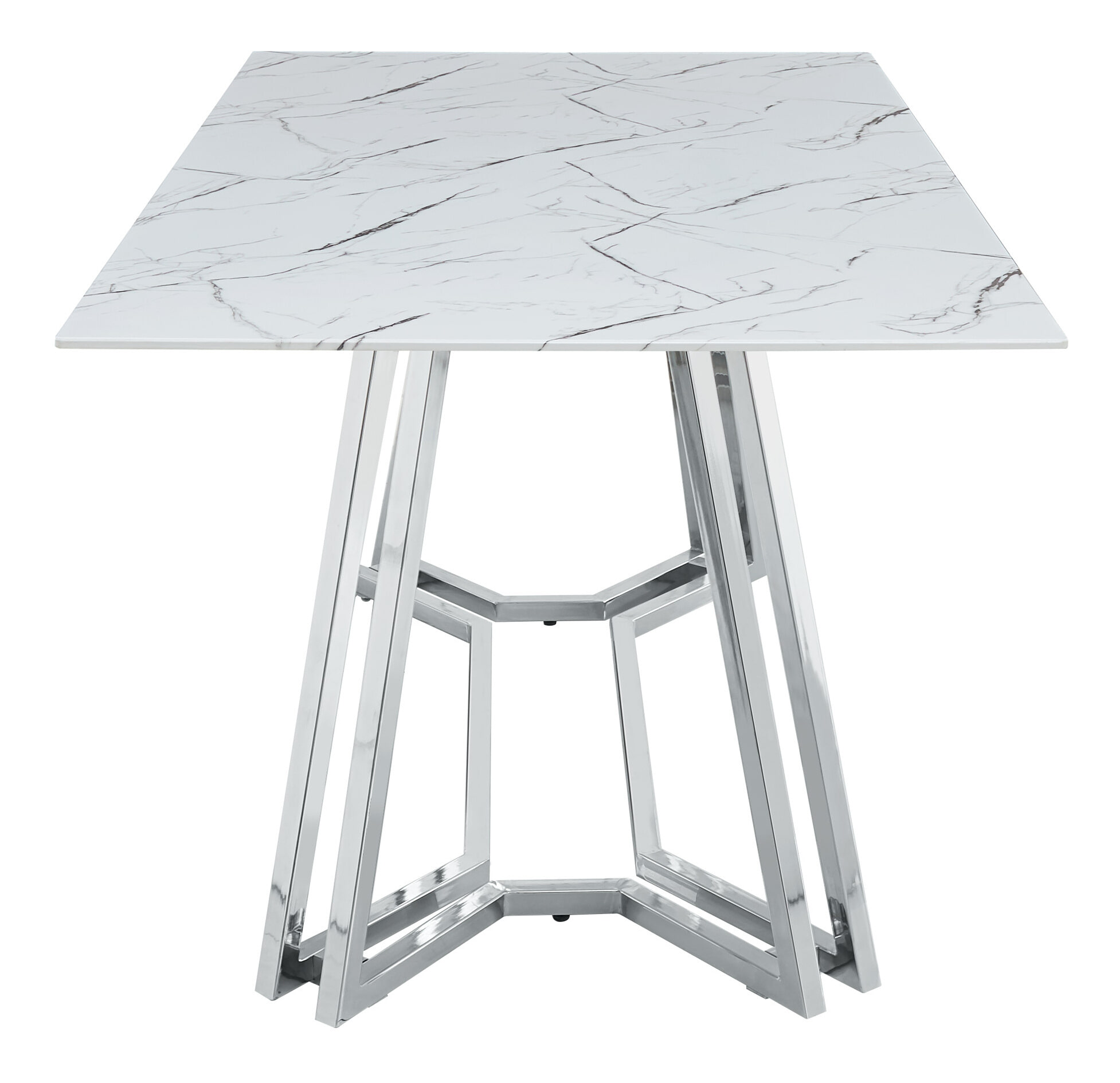 Artistiq Eettafel 'Facundo' Marmerlook, 160 x 90cm, kleur Zilver/Wit