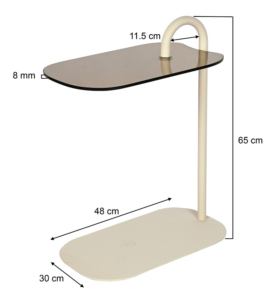 Brix Laptoptafel 'Amy' Glas en staal, kleur Beige